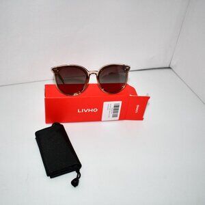 Livho Polarized Sunglasses, Retro Oversized Round Lenses, Brown Tortoise, NWT